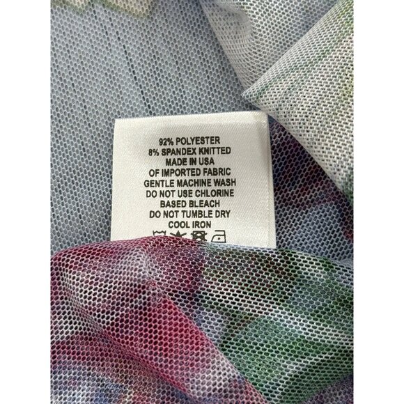 Ala Von Auersperg Diane Sheer Mesh Tunic Top Blue Floral Botanical Womens Size M - Picture 8 of 8